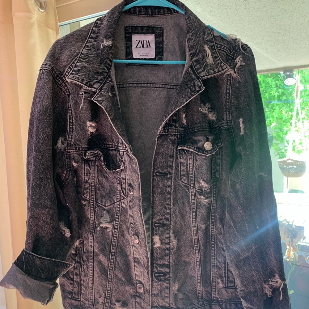 Shredded Ripped Denim Jean Jacket